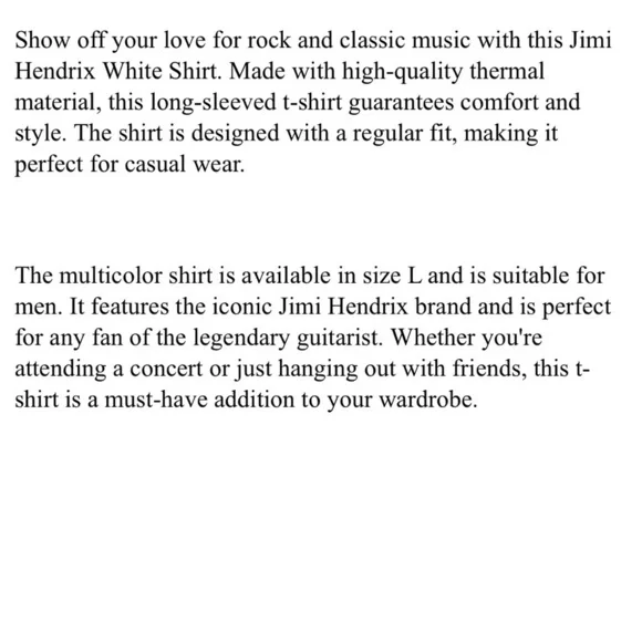 Jimi Hendrix Thermal Long Sleeve Crewneck Hybrid Tees Size Large White Black - Picture 5 of 5